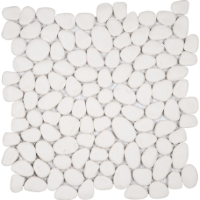 White Reconstituted Pebble Mosaic Interlocking - stone tile